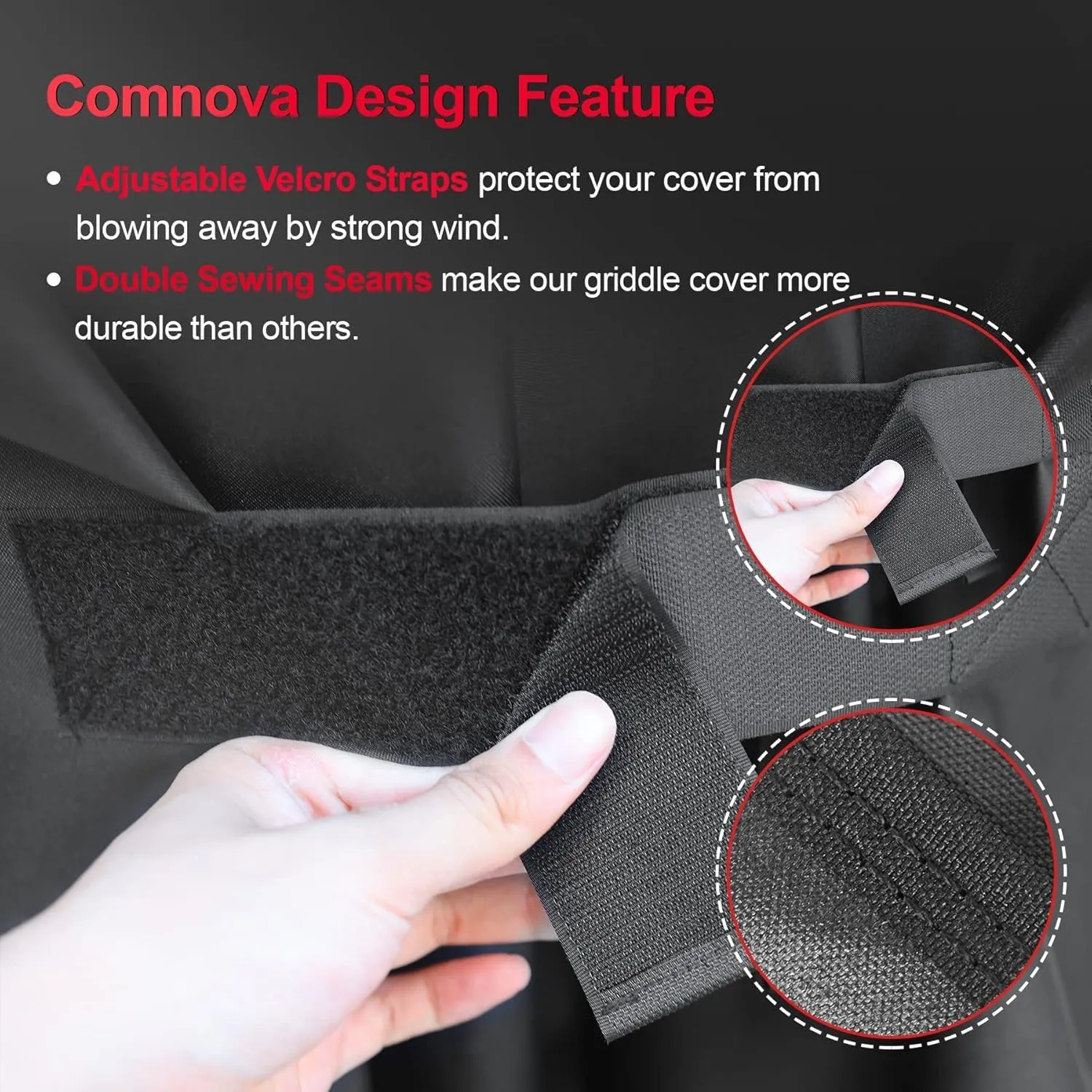 Comnova Grill Cover for Masterbuilt Gravity Series 1050 Digital Charcoal Grill and Smoker, Waterproof & Heavy Duty, 600D Charcoal Grill Cover for MB20040220, Black (61" x 21" x 48")
