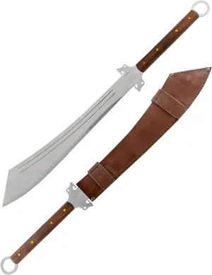 Condor Tool & Knife Dynasty Dadao Sword | 1075 High Carbon Steel Martial Arts Sword with a Walnut Handle | 6mm Thick with Handcrafted Welted Leather Sheath | 21.3in Blade | 51.2oz