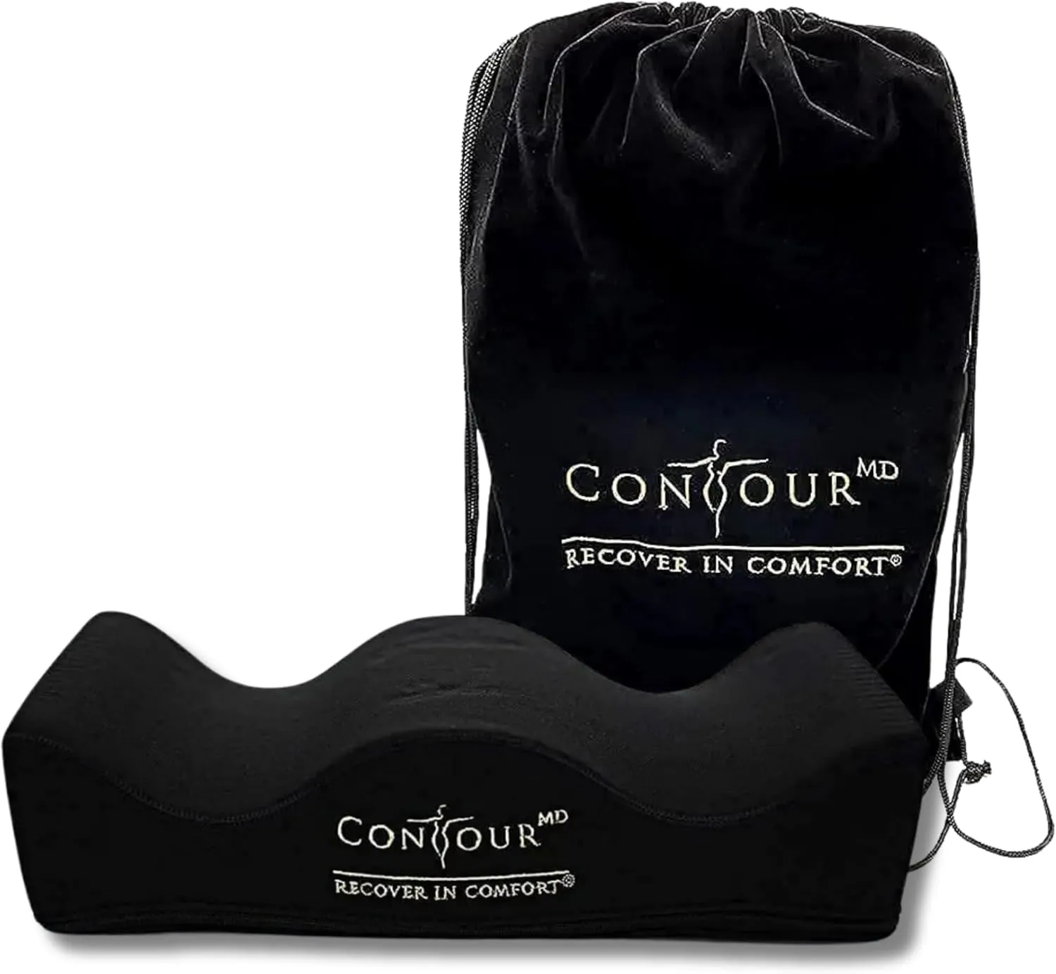 ContourMD BBL Pillow After Surgery – Butt Pillow for Sitting, Driving, or Office Chair – Lightweight Foam Cushion for Brazilian Butt Lift Recovery – BBL Post Surgery Supplies – Black Rectangle