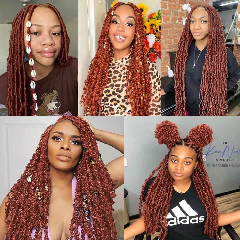 COOKOO 16 Inch Springy Afro Twist Hair 8 packs Copper Red Pre-Fluffed Spring Twist Hair Pre-Separated Marley Twist Braiding Hair For Distressed Soft Locs Hair Synthetic Hair Extensions(16 Inch,350#)