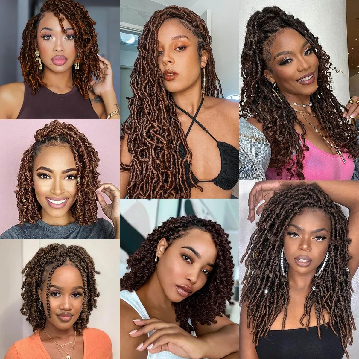 COOKOO Springy Afro Twist Hair 16 Inch 8 packs Pre Fluffed Marley Twist Braiding Hair Spring Twist Hair Kinky Twist Hair for Distressed Faux Locs Hair Synthetic Hair Extensions for Women(16 Inch,30#)