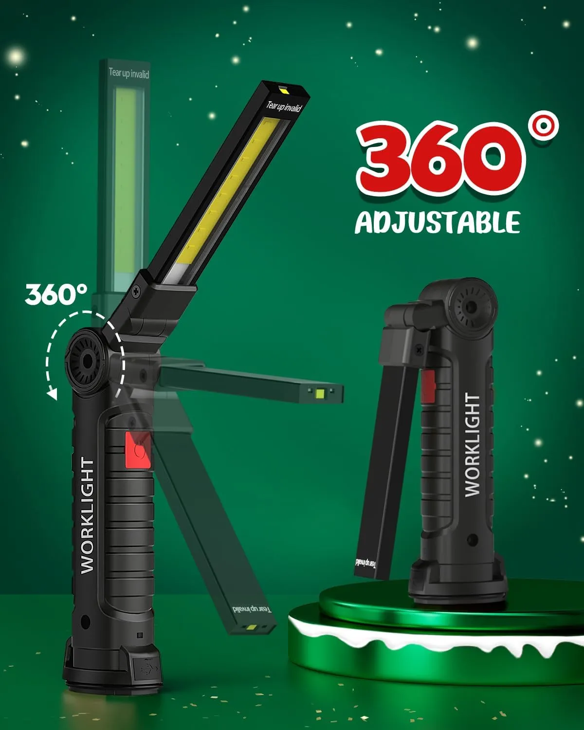 Coquimbo Tool Gifts for Men Him, Rechargeable LED Work Light Grill Light with Magnetic Base 5 Modes 360° Rotate Mens Gifts (4 Pack Black)