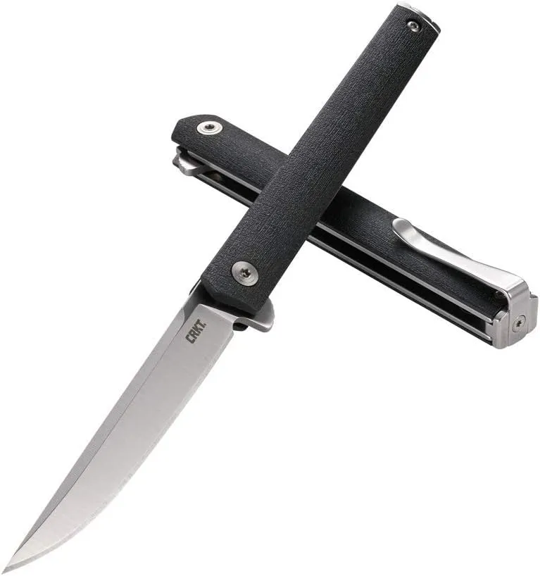 CRKT CEO Flipper EDC Folding Pocket Knife: Low Profile Gentleman's Knife, Everyday Carry, Satin Blade, IKBS Ball Bearing Pivot, Liner Lock, Glass Reinforced Fiber Handle, Deep Carry Pocket Clip 7097