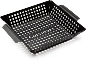 Cuisinart 11" x 11" Non-Stick Grill Wok, Perforated BBQ Grill Basket for Grilling Veggies, Meat & Stir-Fry, Outdoor Grilling Basket for Charcoal and Gas Grills