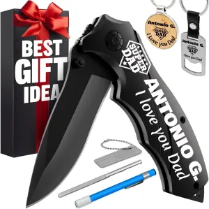 Custom Knife for Men and Women - Personalized Idea Gifts - Engraved Gifts for Dad Husband Boyfriend Wife Girlfriend - Customized Pocket Knives for Birthday - Best Unique Present 6495 PS New Black