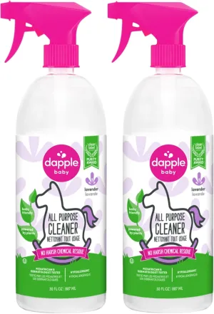Dapple Baby All Purpose Cleaning Spray, Hypoallergenic for Toys, High Chairs, Swings, Counters, Powered by Plants, 1 Pump Included, Lavender, 30 Fl Oz (Pack of 2)