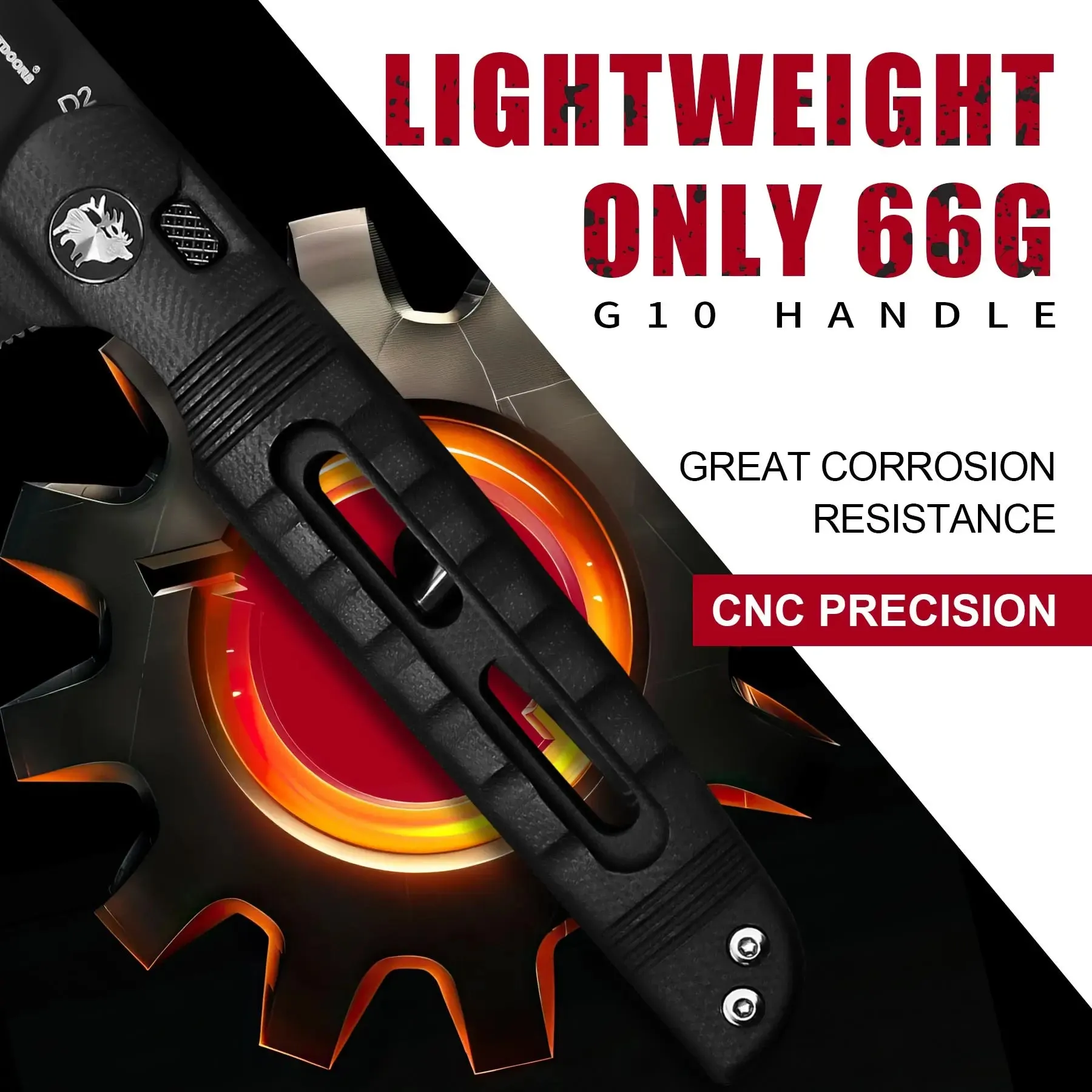 DARK MASTER | BUTTON LOCK | D2 | BLACK G10 | ZD-112B