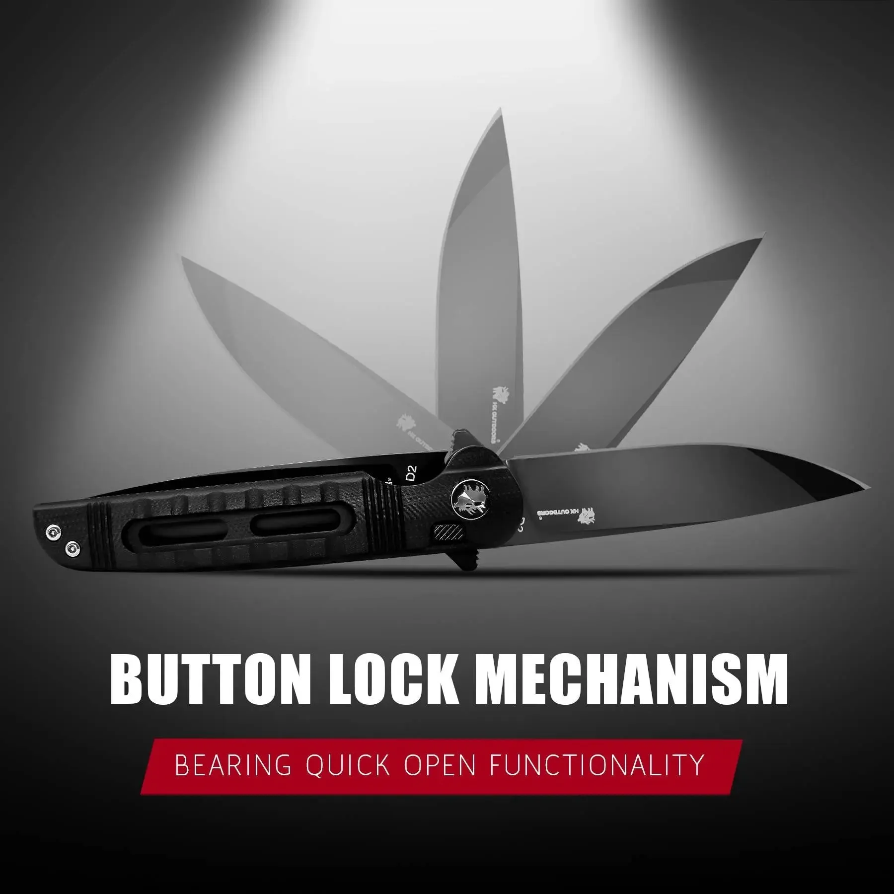 DARK MASTER | BUTTON LOCK | D2 | BLACK G10 | ZD-112B