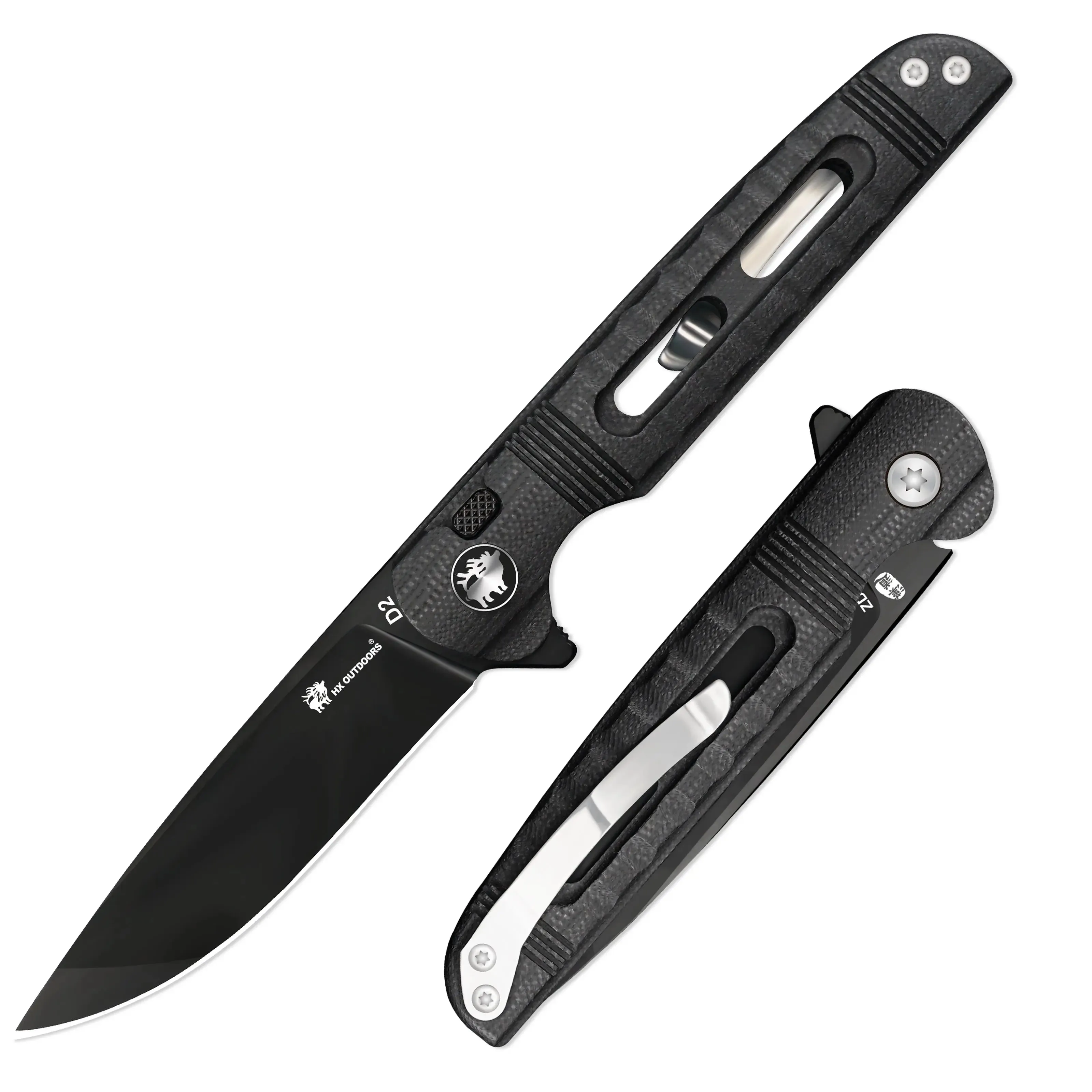 DARK MASTER | BUTTON LOCK | D2 | BLACK G10 | ZD-112B