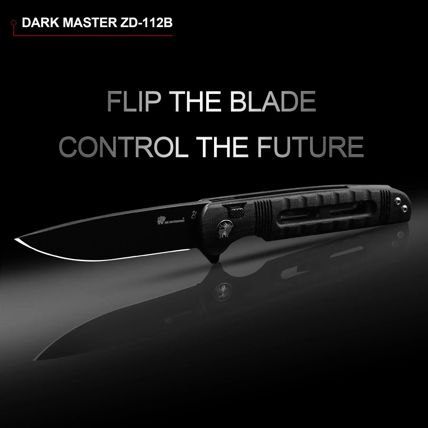 DARK MASTER | BUTTON LOCK | D2 | BLACK G10 | ZD-112B