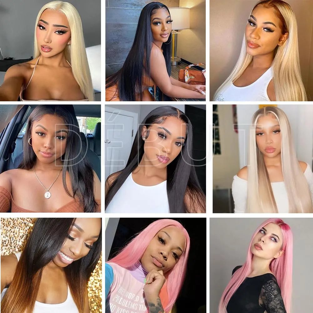 DÉBUT Long Straight Blonde Hair 6 Bundles 26 28 30 Inches High Temperature Fiber 300g for Full Head Synthetic Hair Weave 613 Color