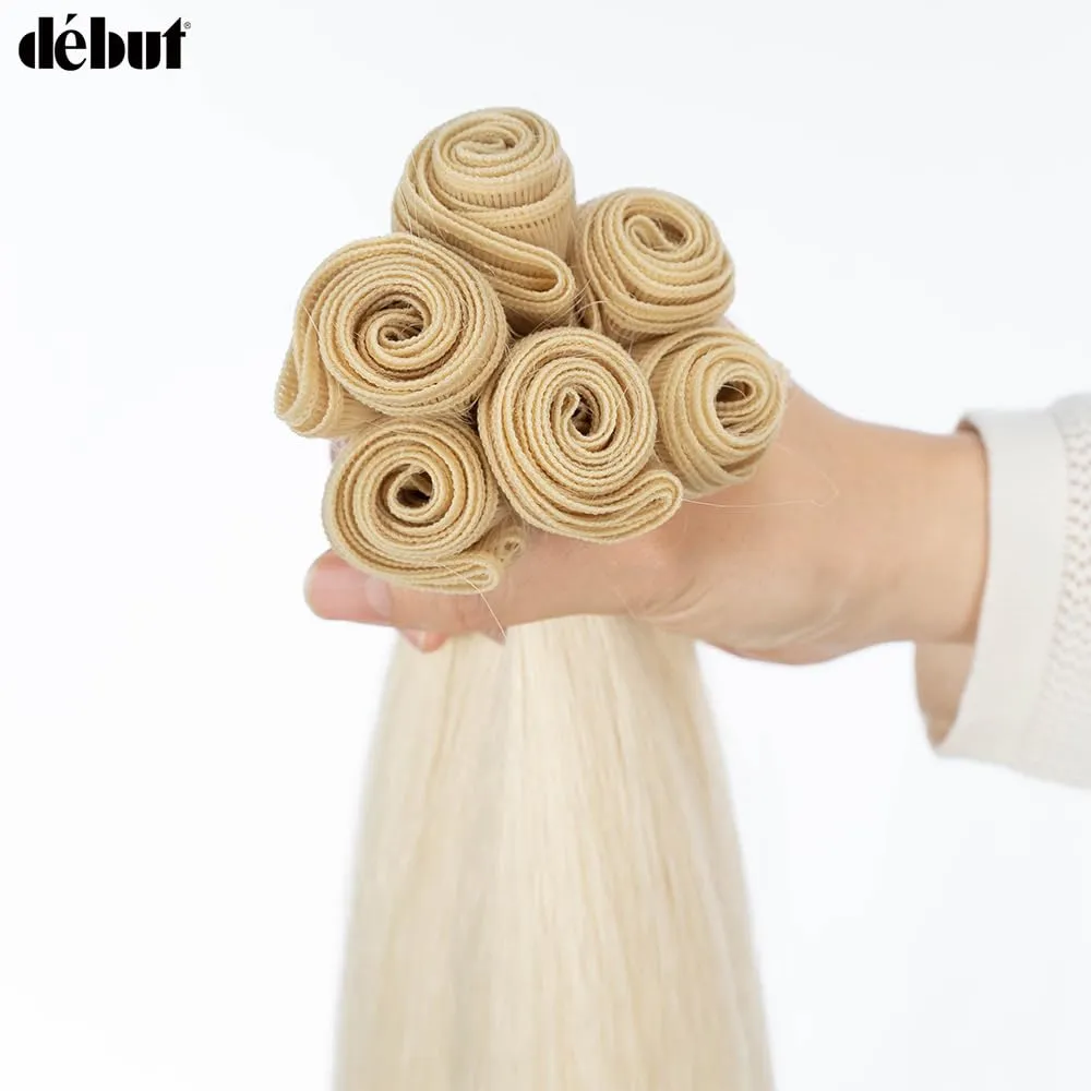 DÉBUT Long Straight Blonde Hair 6 Bundles 26 28 30 Inches High Temperature Fiber 300g for Full Head Synthetic Hair Weave 613 Color