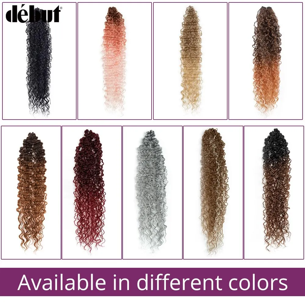 DÉBUT Synthetic Hair 7pcs Kinky Curly 22 24 26 Inches Gray 6 Bundles Tight Curly Hair with 1pc Crochet Hair for Black Women Grey Color