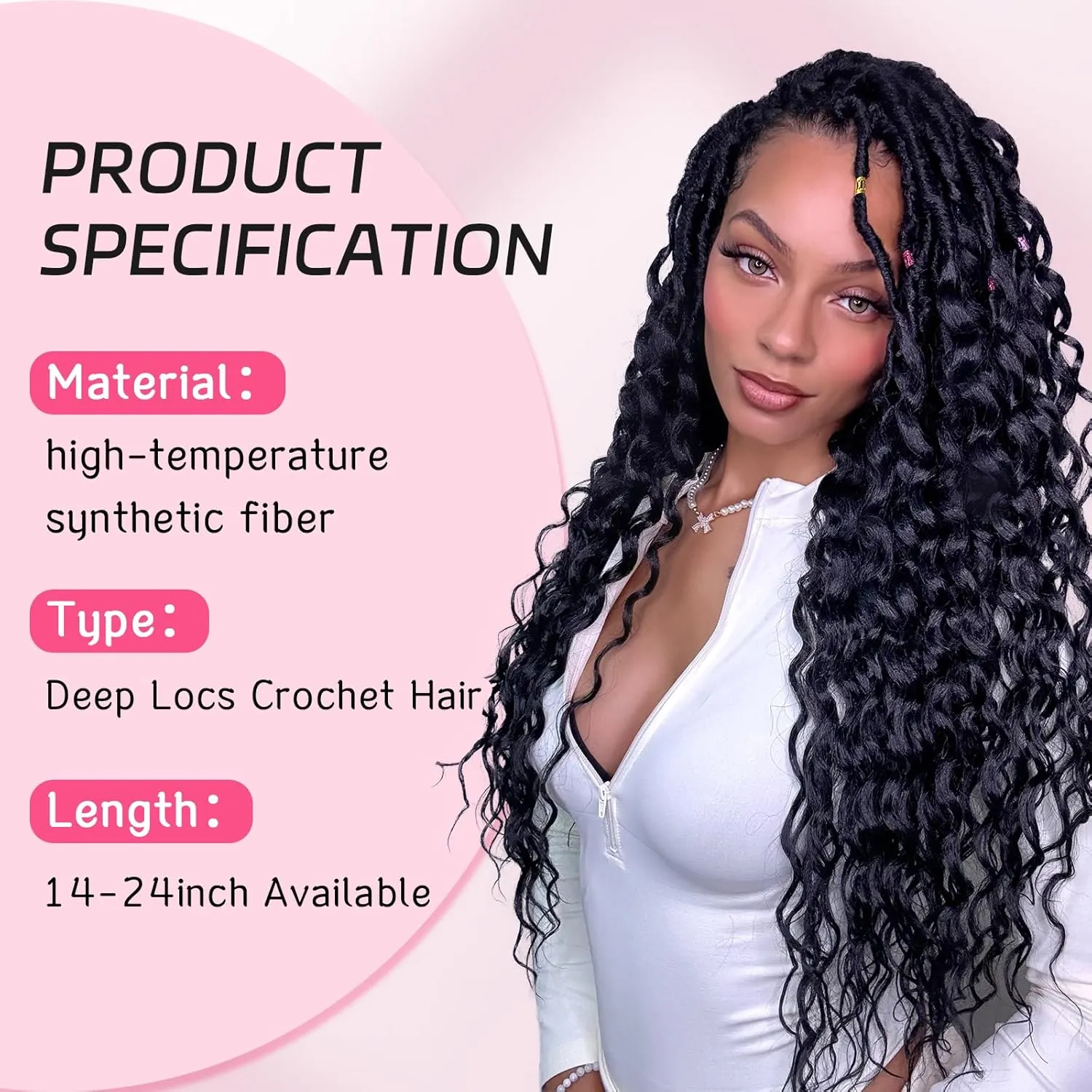 Deep Faux Locs Crochet Hair 1b bug 14 Inch 8 Packs of Pre Looped Curly Crochet Hair for Women with Gorgeous Deep Wave Ends Your Dream Hair Awaits