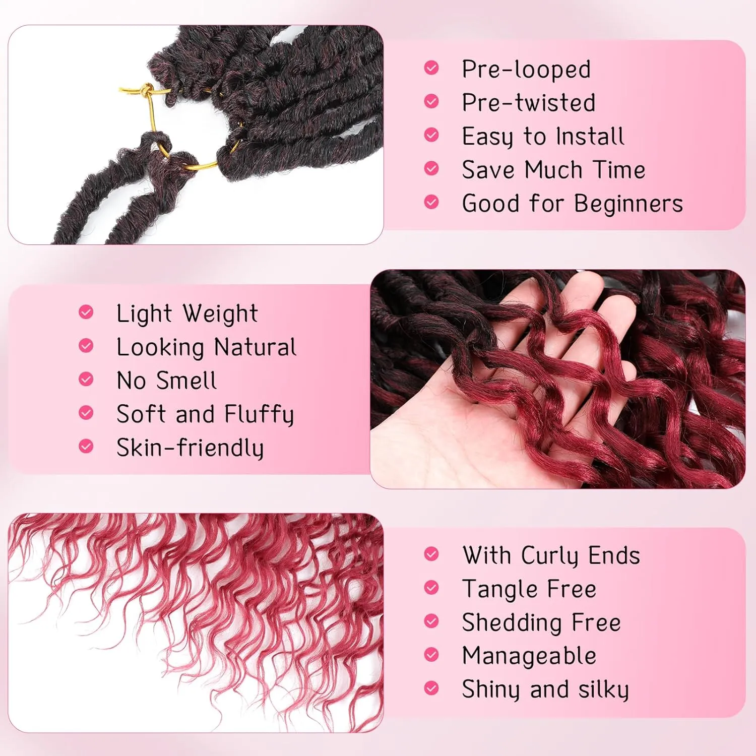 Deep Faux Locs Crochet Hair 1b bug 14 Inch 8 Packs of Pre Looped Curly Crochet Hair for Women with Gorgeous Deep Wave Ends Your Dream Hair Awaits