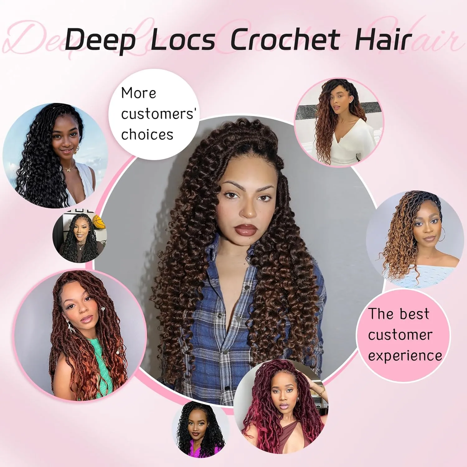 Deep Faux Locs Crochet Hair 1b bug 14 Inch 8 Packs of Pre Looped Curly Crochet Hair for Women with Gorgeous Deep Wave Ends Your Dream Hair Awaits