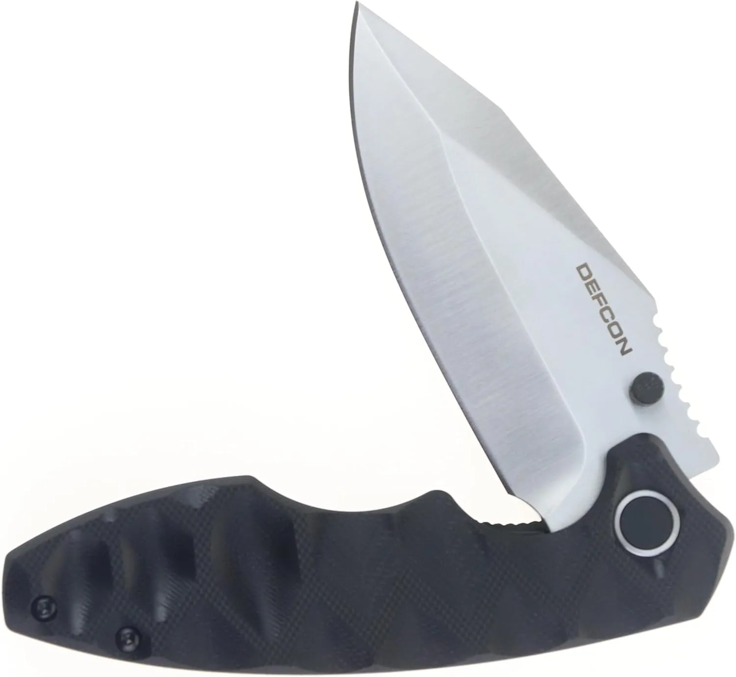 DEFCON Knives REVIVE Folding Knife, 7.5 Inch, G10 Handle, Sandvik 14c28n Steel Blade, Drop Point (Black Handle w/Silver Blade)