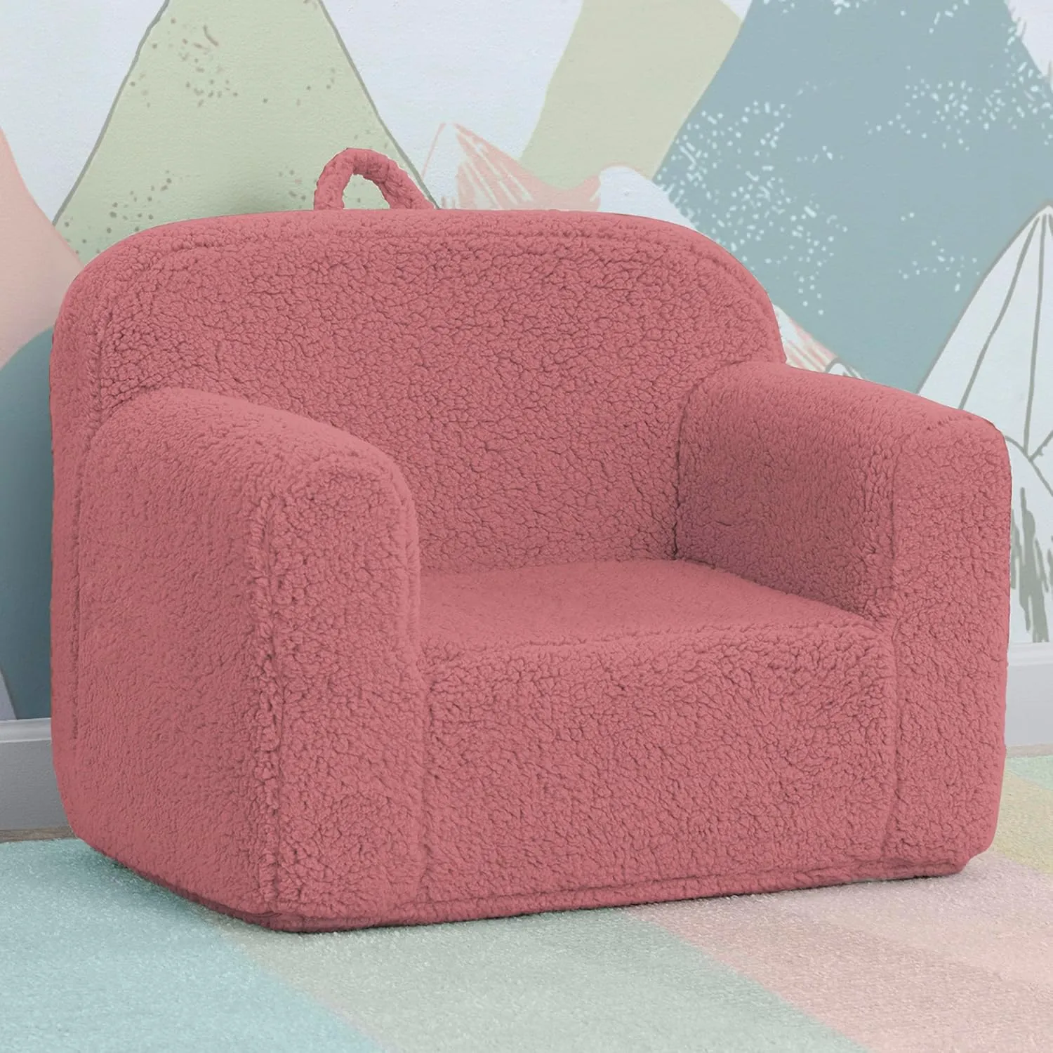 Delta Children Sherpa Cozee Chair - Foam Kids Chair for Ages 18 Months and Up, Rose