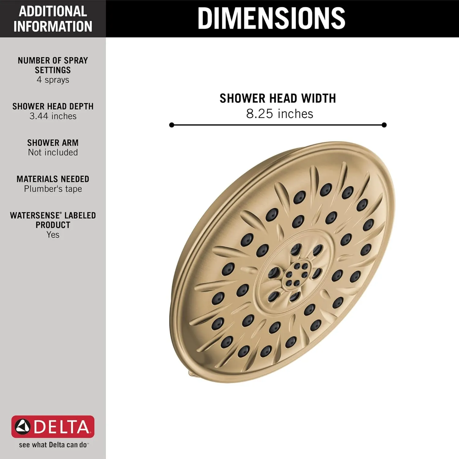 Delta -faucet 52487-CZ-PR Universal Showering Components Showerhead, Lumicoat Champagne Bronze
