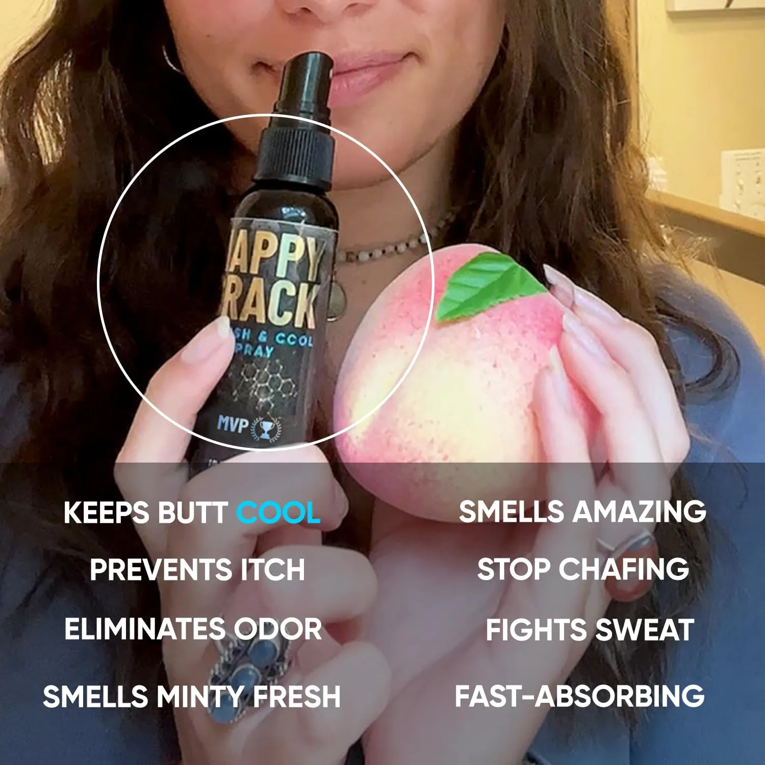 Derm Dude Happy Crack Refresh & Cool Butt Spray | With Soothing Witch Hazel | Formulated With All-Natural DeoPlex for Odor Control | Deodorant & Odor Eliminator Spray - MVP Scent, 2 oz (1 pack)
