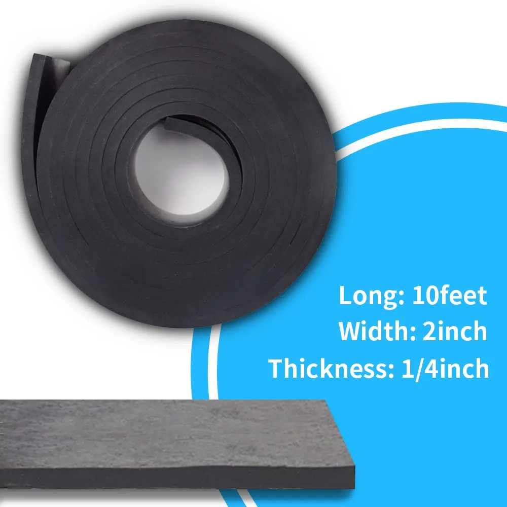 DEVNOL Neoprene Rubber Strip 1/4 (.250)" Thick X 2" Wide X 10'Long Grade 65A for Gasket, Surface Protection, Sealing