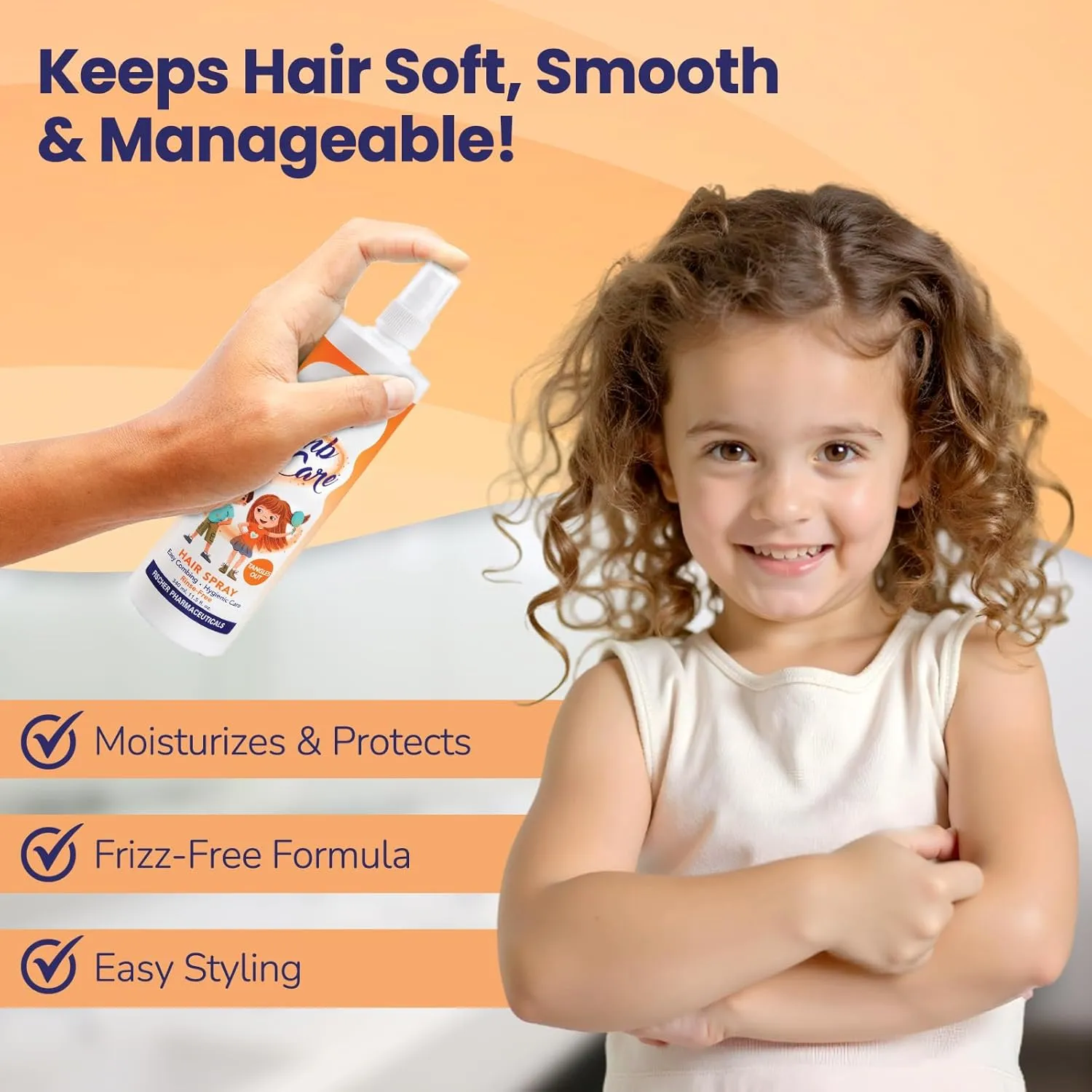 Dr. Fischer Kids & Baby Hair Detangler Spray, Leave-In Conditioner Mist for Conditioning, Detangling and Curl Defining, The Frizz Free Tangle Tamer with Rosemary 11.5 fl.oz