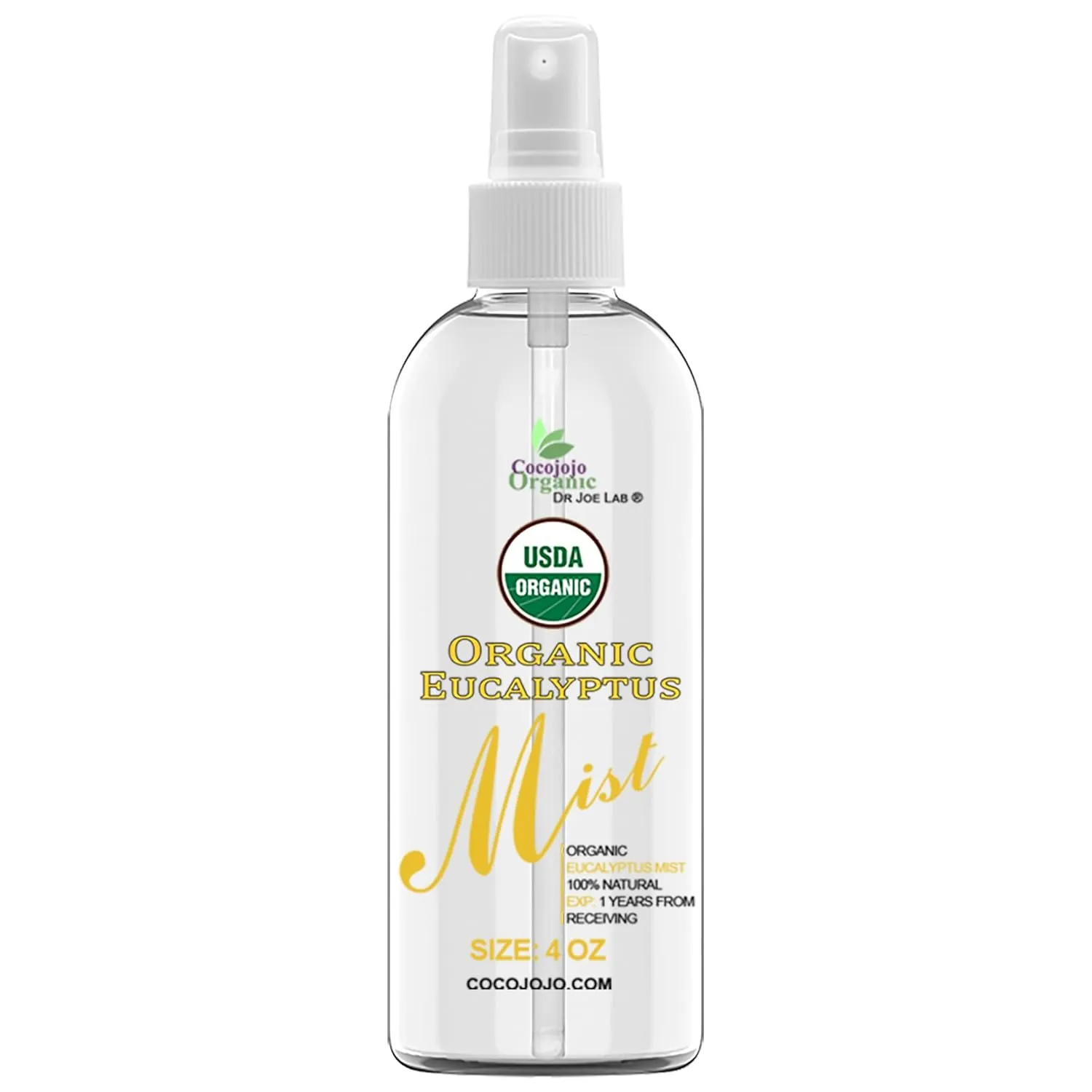 Dr Joe Lab Organic Eucalyptus Mist For Skincare 4 oz - Moisturize Sensitive and Dry Skin - USDA certified - Pure Essential Oil & Glycerin Mist -