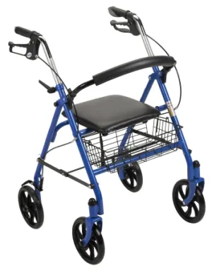 Drive Medical Four Wheel Walker Rollator w/ Fold Up Removable Back Support, Blue