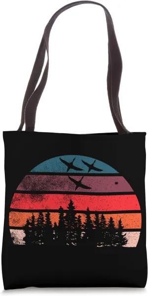 Duck Hunting Retro Sunset with flying ducks for Duck Hunters Tote Bag