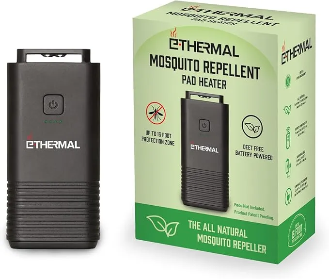 E-Thermal Mosquito Repeller - Uses All Natural, Deet Free Pads - Rechargeable Battery - No Butane - Very Effective with Up to 15 Feet of Protection - The All Natural Bug Spray Alternative