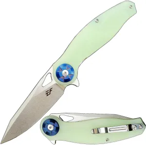 Eafengrow EF76 Ball Bearing Folding Knife for Camping EDC Pocket Knife with G10 Handle & D2 Stone-washed Blade Hunting Outdoor Tool (EF76-jade)