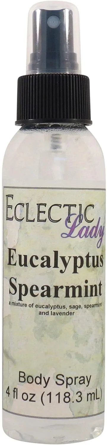 Eclectic Lady Eucalyptus Spearmint Body Spray, Double Strength, 4 ounces, Body Mist for Women with Clean, Light & Gentle Fragrance, Cologne with Soft, Subtle Aroma For Daily Use