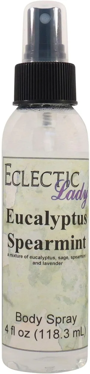 Eclectic Lady Eucalyptus Spearmint Body Spray, Double Strength, 4 ounces, Body Mist for Women with Clean, Light & Gentle Fragrance, Cologne with Soft, Subtle Aroma For Daily Use