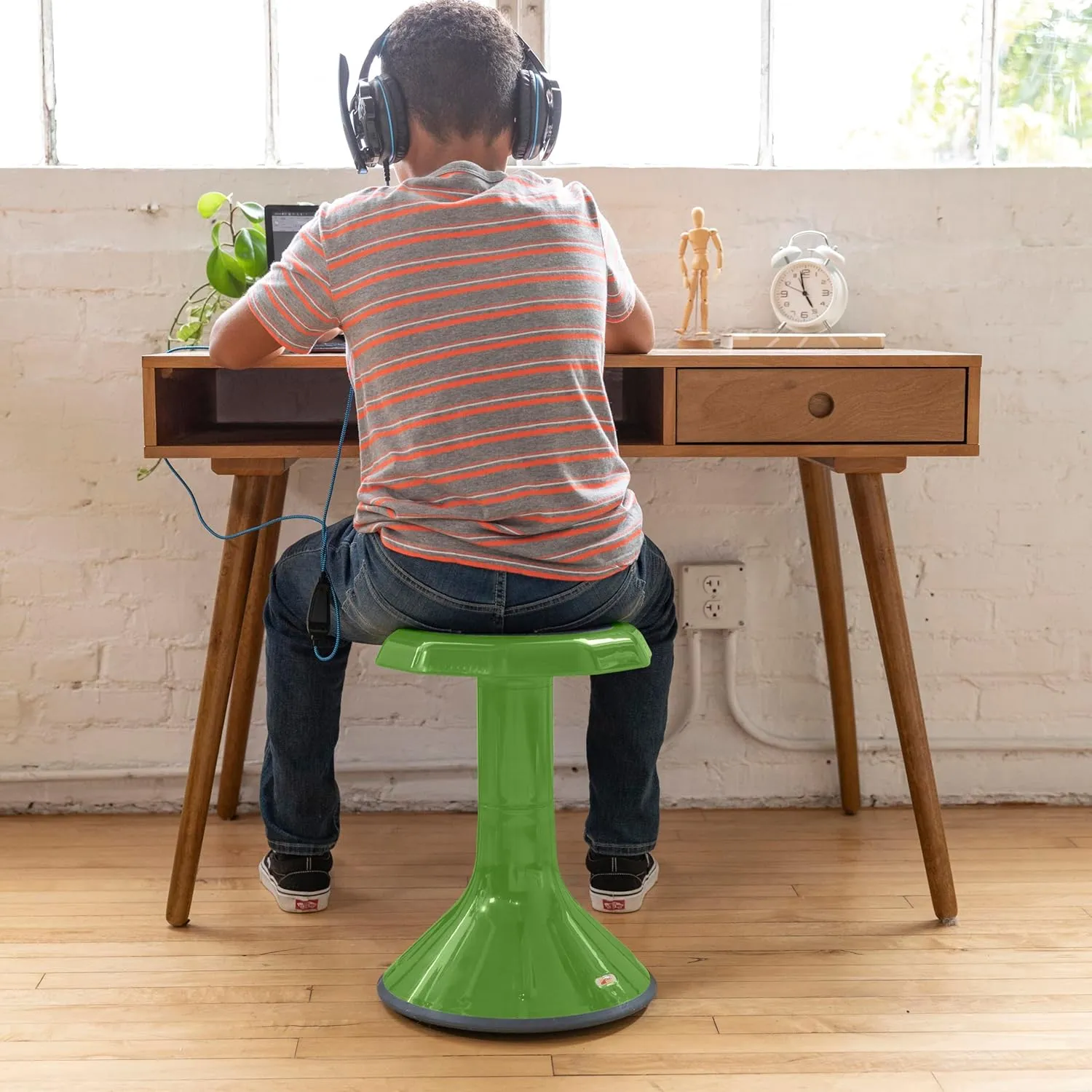 ECR4Kids ACE Active Core Engagement Wobble Stool, 18-Inch Seat Height, Flexible Seating, Grassy Green