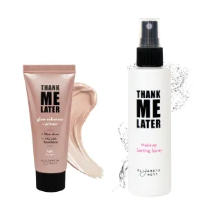 Elizabeth Mott Thank Me Later Glow Bundle: Natural Glow Enhancer Light Sheer Face Primer (30g)   Hydrating 3-in-1 Dewy Setting Spray (95ml) - Cruelty-Free Makeup Set for Radiant Skin