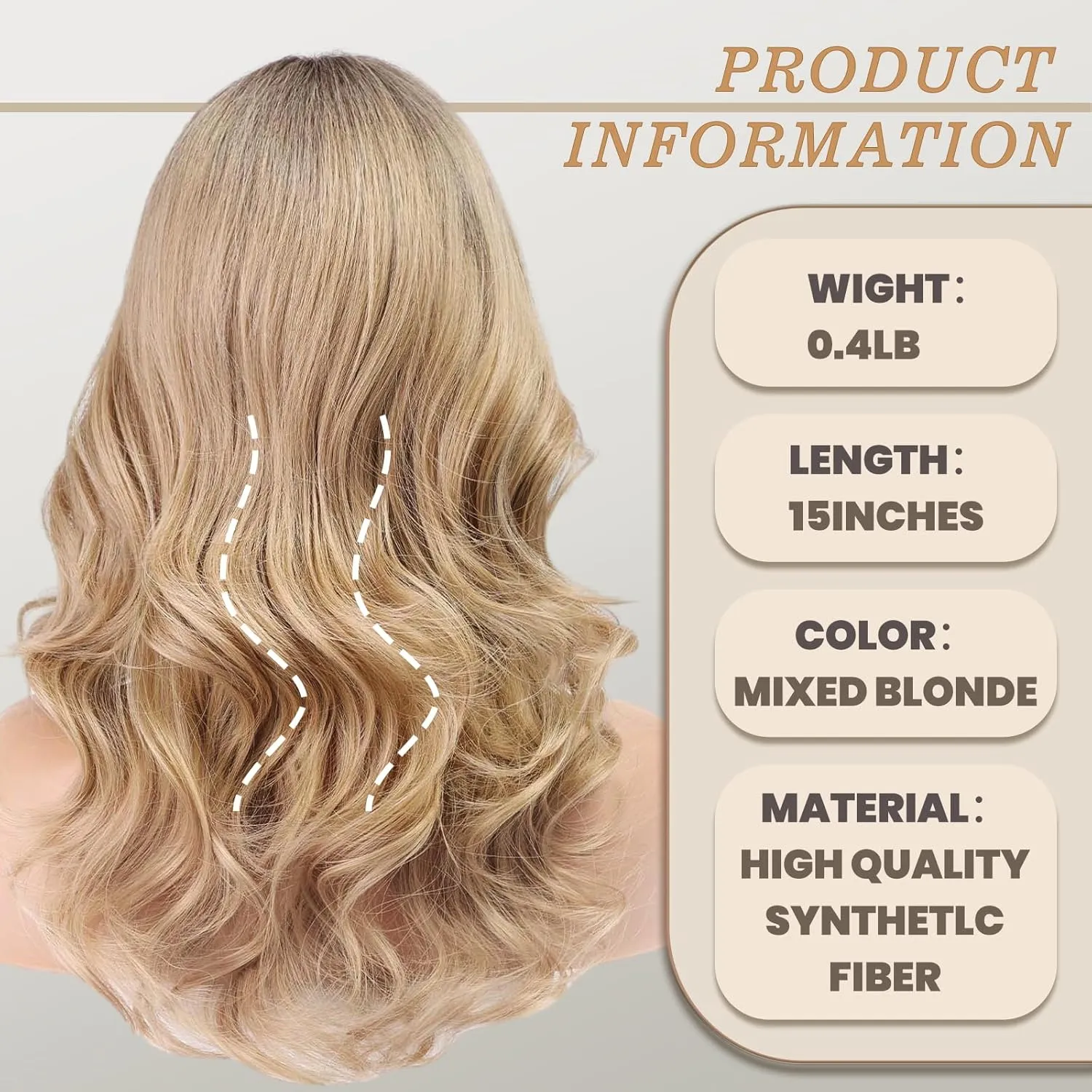 EMMOR Short Curly Wigs with Fringe，Wavy Bob Wigs for Women Heat Resistant Synthetic Blonde Wigs Shoulder Length Wigs Natural Looking（Mixed Blonde with Dark Roots