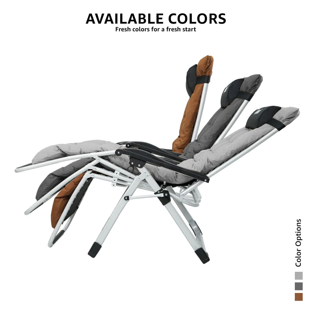 Equal Mild Steel Zero Gravity Reclining Lounge and Folding Recliner Chair (Steel Grey)