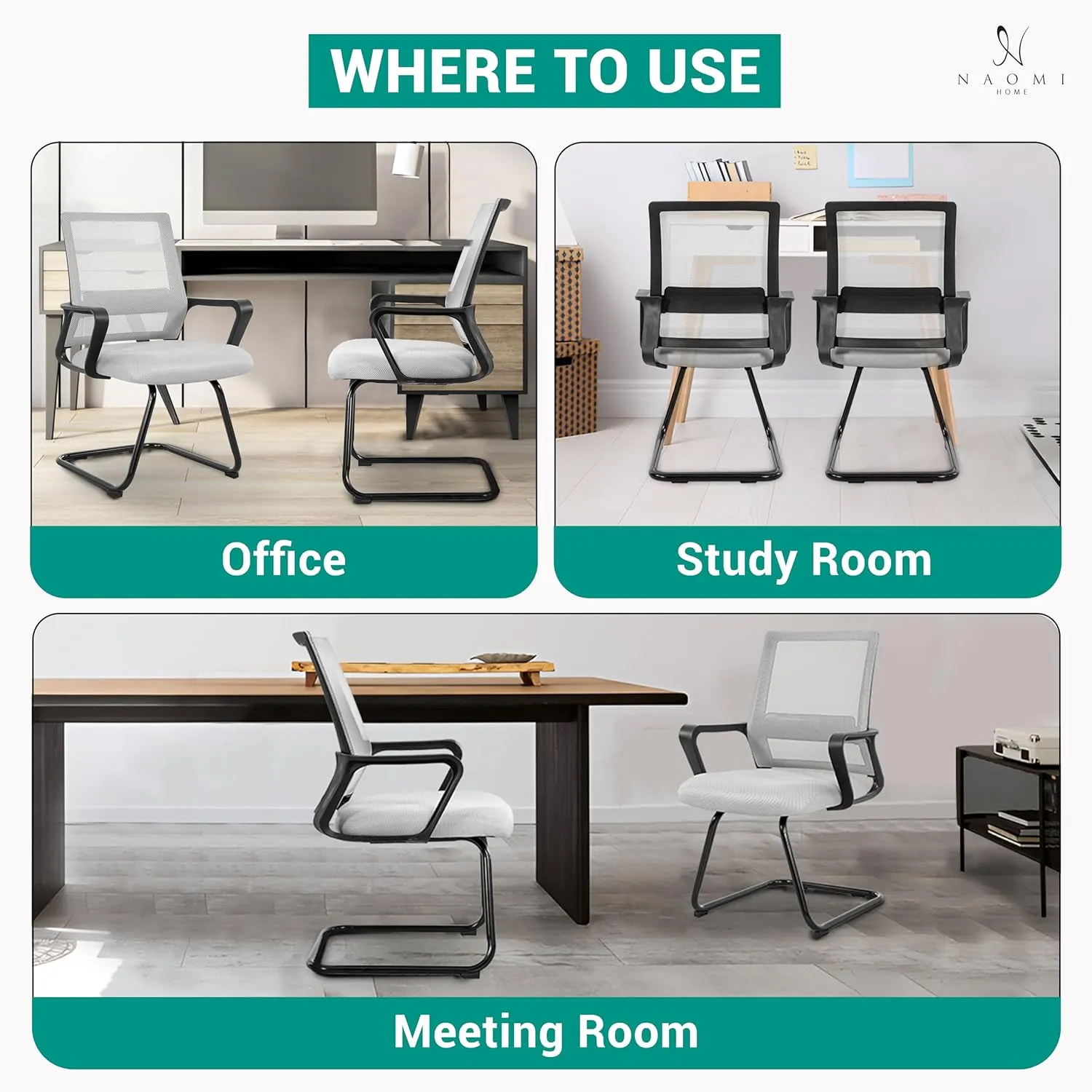 Ergonomic Office Chair | Breathable Mesh Office Guest Chair, Medical Waiting Room Chairs, Reception Chair Support - Gray