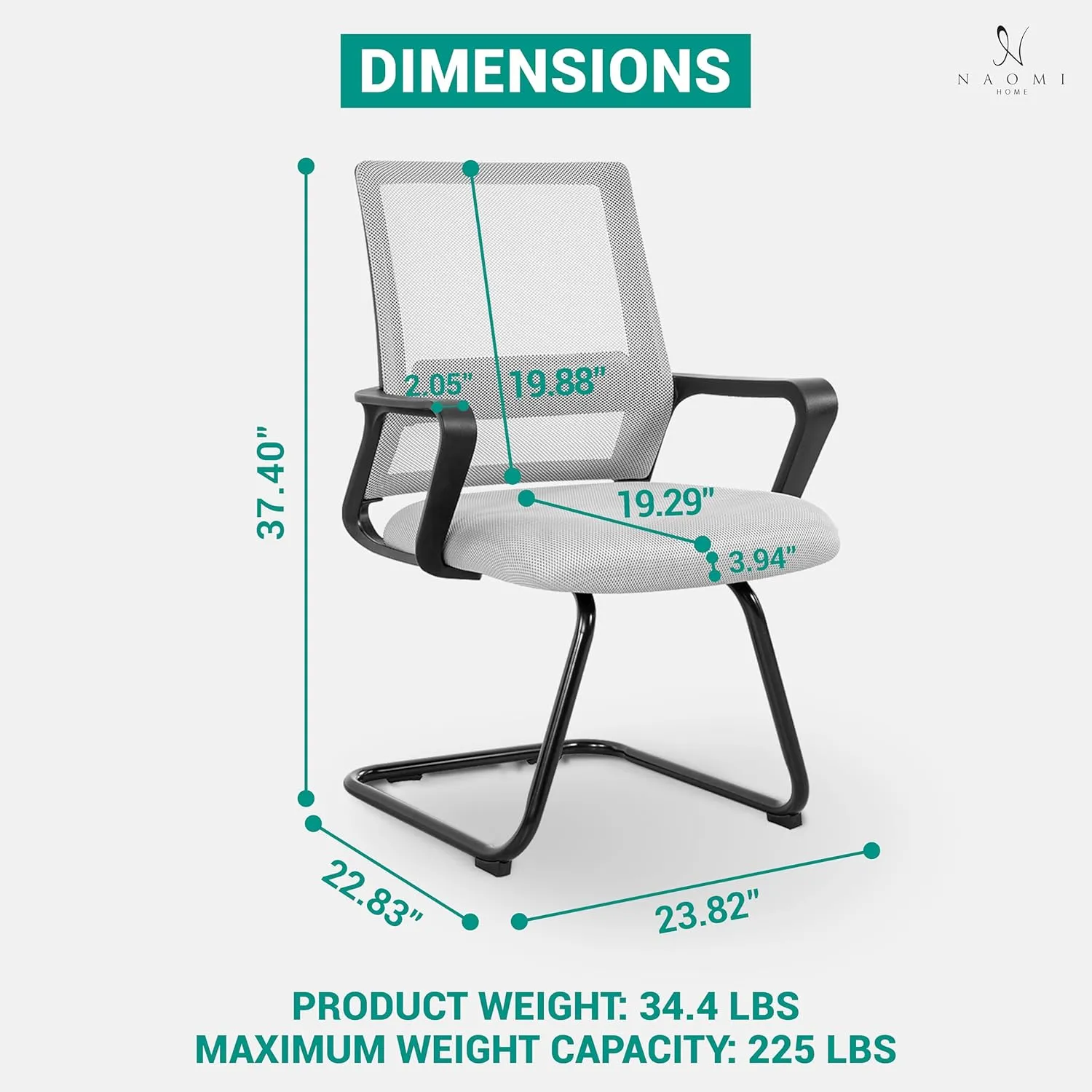 Ergonomic Office Chair | Breathable Mesh Office Guest Chair, Medical Waiting Room Chairs, Reception Chair Support - Gray