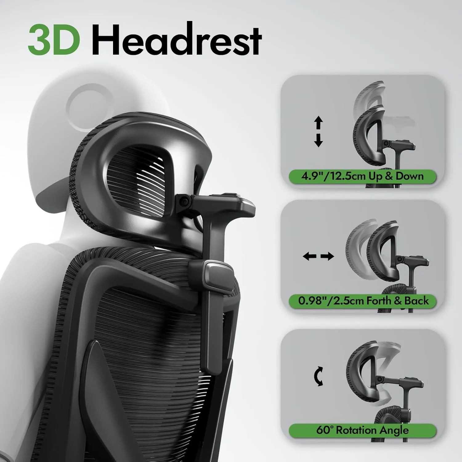 Ergonomic Office Chair - X-Shaped Computer Desk Chair Comfy, Gaming Chair, Office Chair with Lumbar Support, Mesh Office Chairs with Headrests (Black)