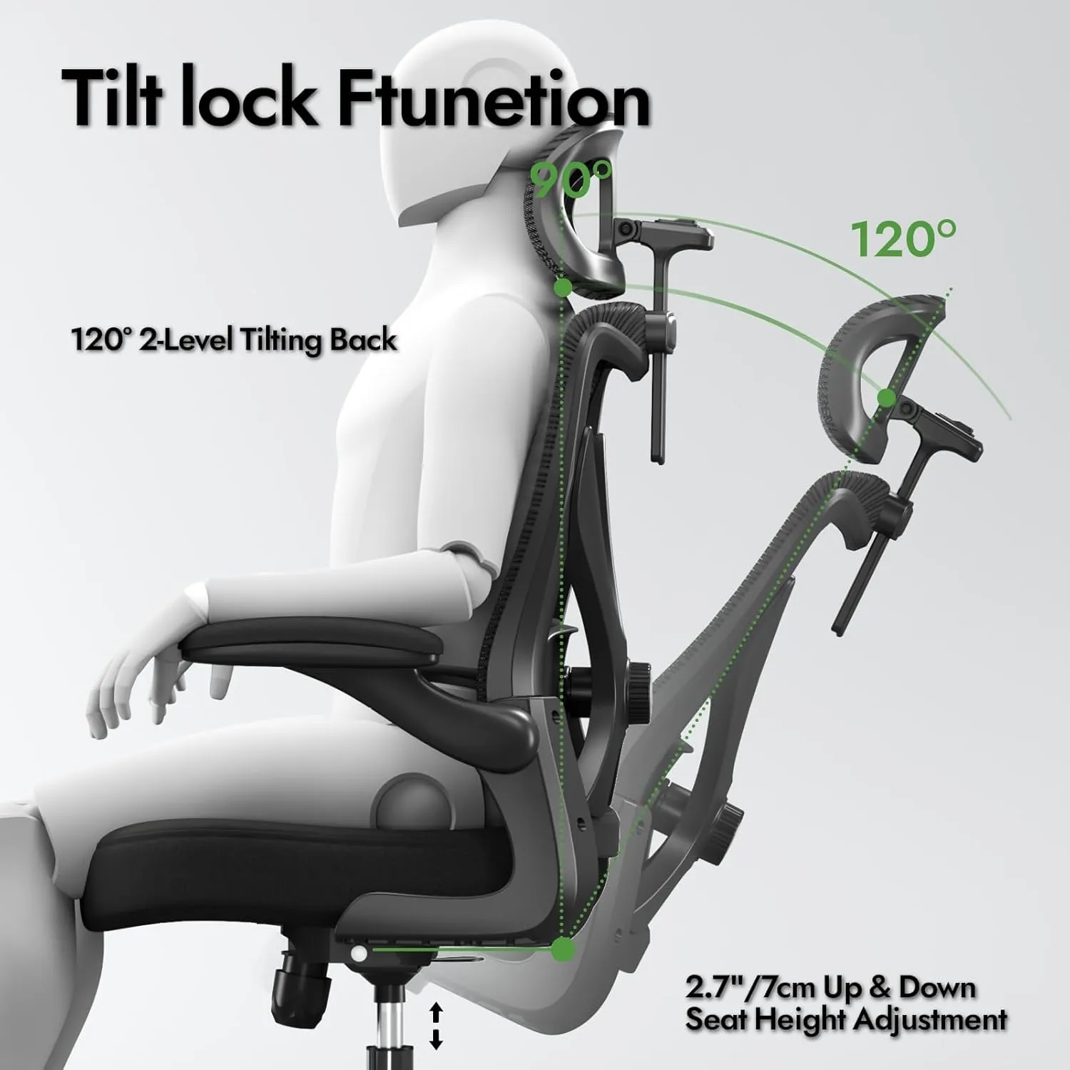 Ergonomic Office Chair - X-Shaped Computer Desk Chair Comfy, Gaming Chair, Office Chair with Lumbar Support, Mesh Office Chairs with Headrests (Black)