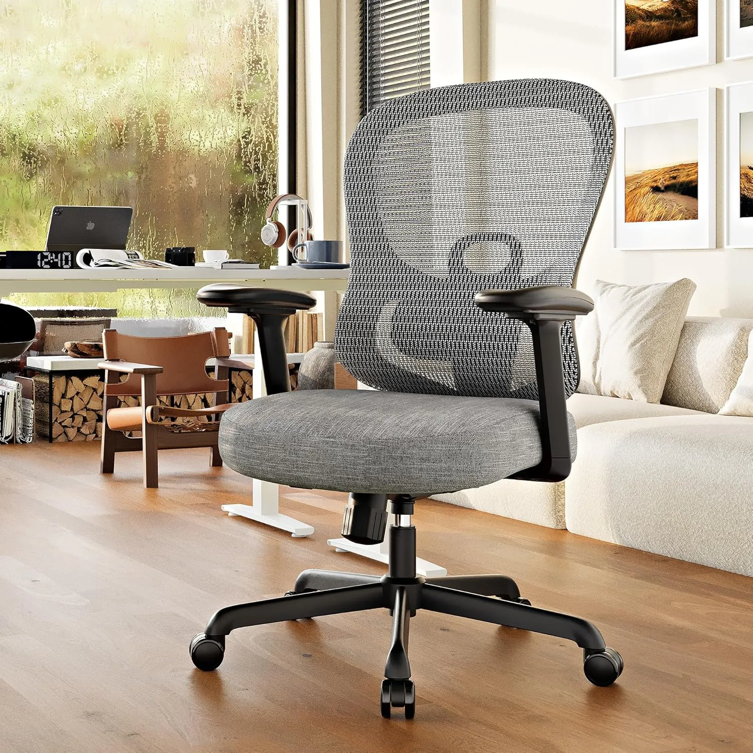 Ergonomic Office Chair,Home Office Chair with Mesh Back,Multi-function Lumbar Support,Built-in Springs Seat,Executive Task Chair with 3-D Big Armrests,Tilt Function,Computer Desk Chair (Black)