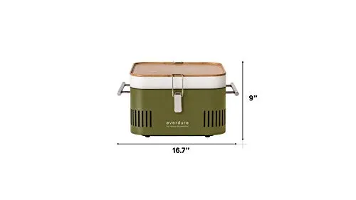 Everdure CUBE Portable Charcoal Grill, Tabletop BBQ, Perfect Tailgate, Beach, Patio, or Camping Grill, Lightweight & Compact Small Grill with Preparation Board & Food Storage Tray, Matte Black