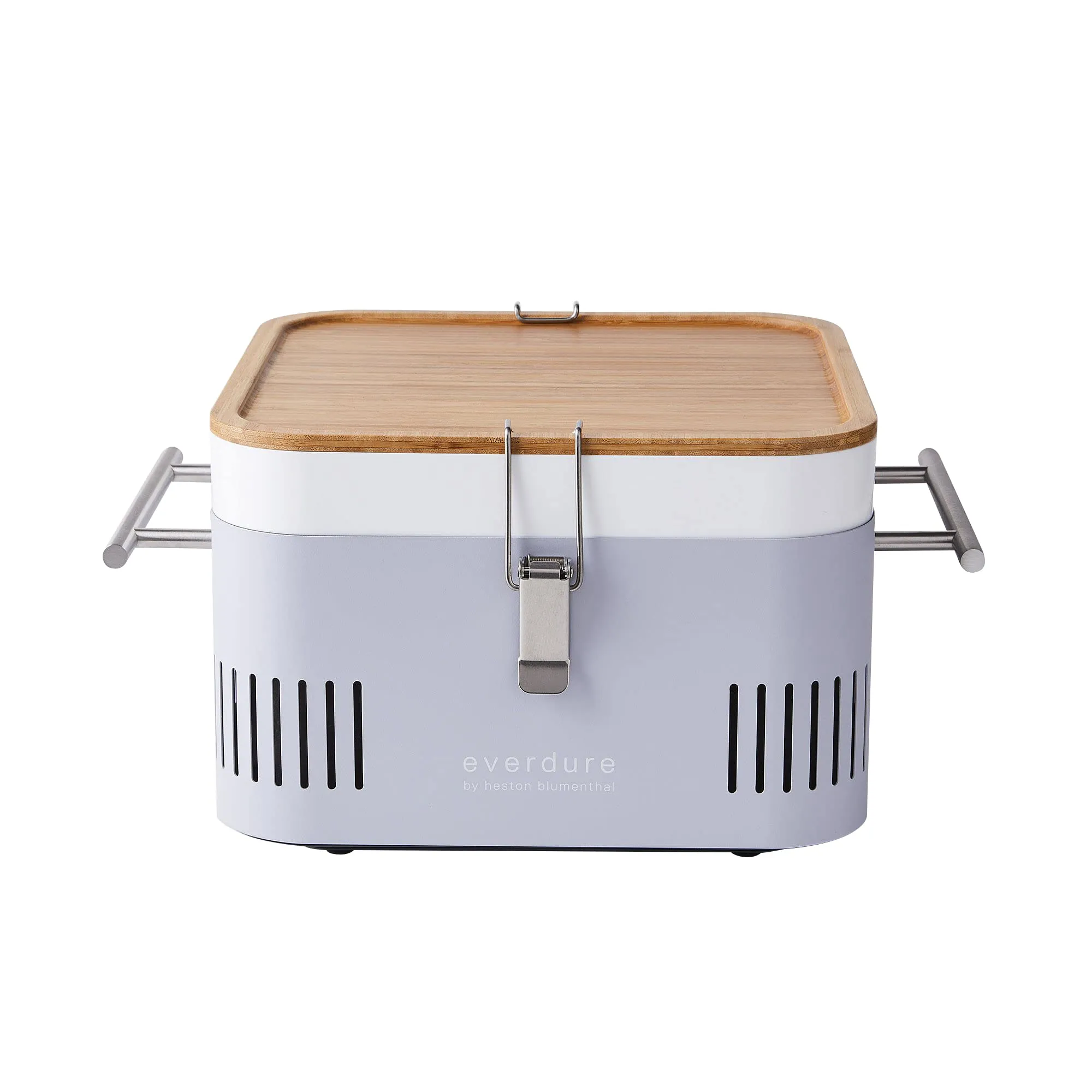 Everdure CUBE Portable Charcoal Grill, Tabletop BBQ, Perfect Tailgate, Beach, Patio, or Camping Grill, Lightweight & Compact Small Grill with Preparation Board & Food Storage Tray, Matte Black