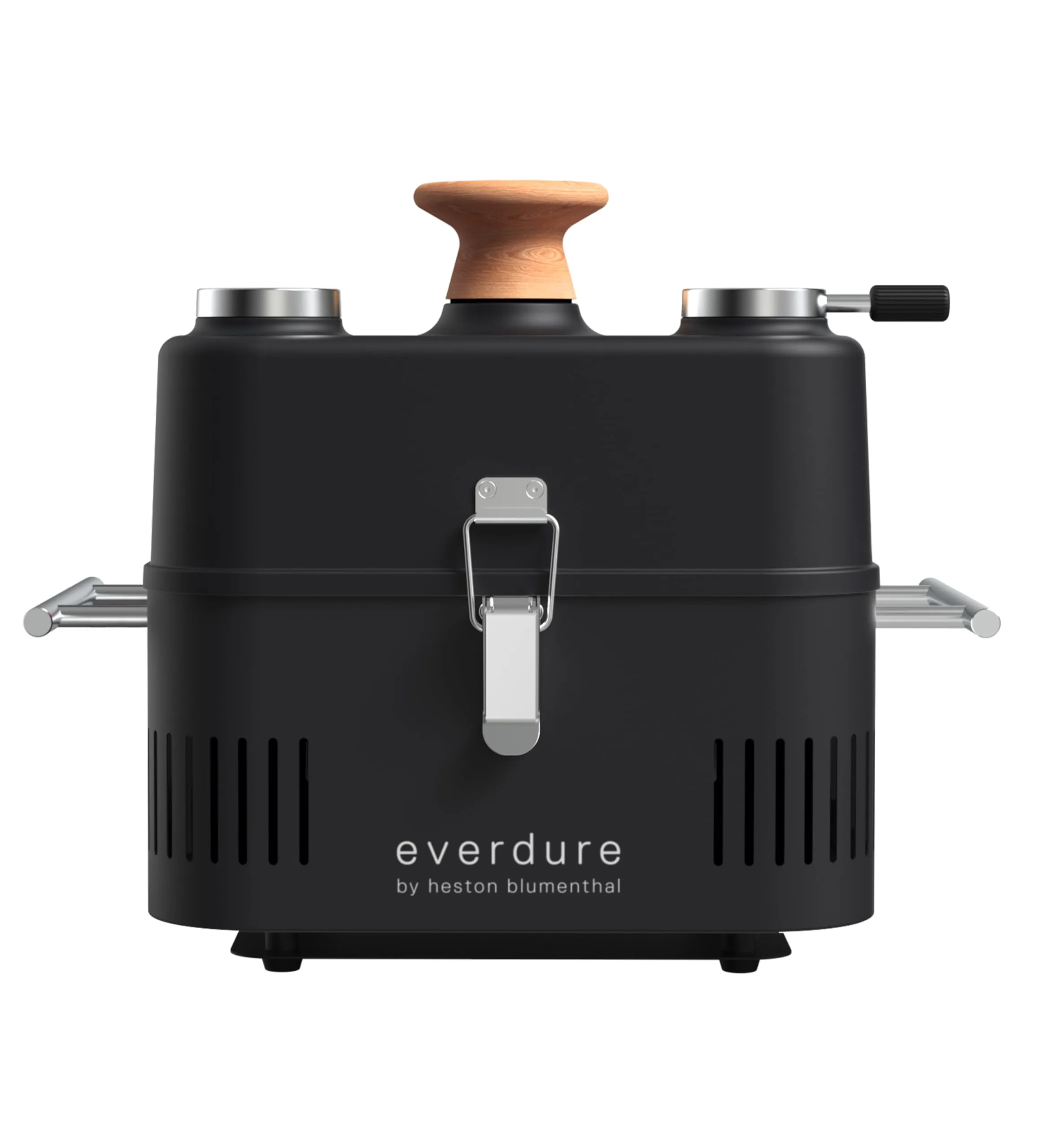 Everdure CUBE Portable Charcoal Grill, Tabletop BBQ, Perfect Tailgate, Beach, Patio, or Camping Grill, Lightweight & Compact Small Grill with Preparation Board & Food Storage Tray, Matte Black