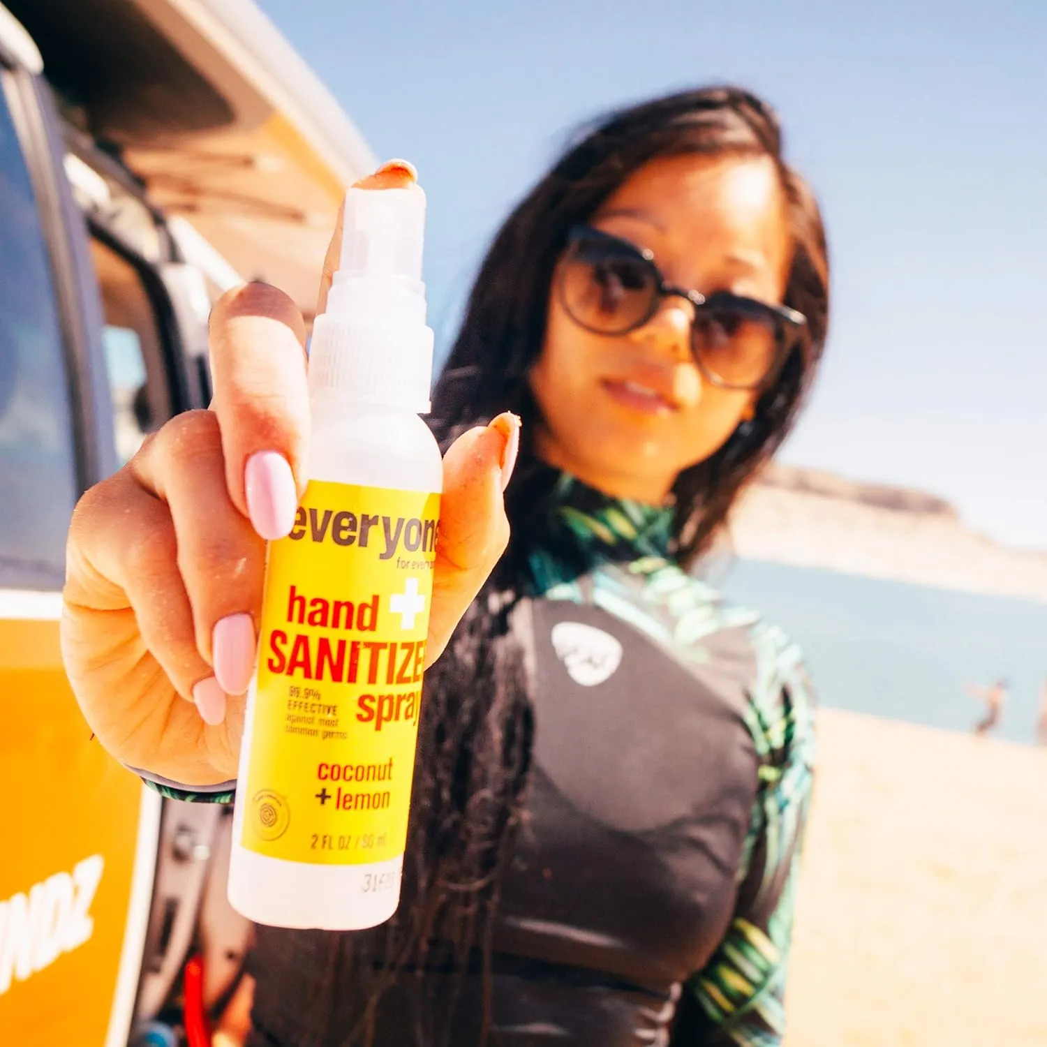 everyone for every body Hand Sanitizer Spray: Coconut and Lemon, Travel Size, 2 Ounce, 6 Count