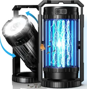 Evolpol Bug Zapper Outdoor & Indoor, 5000mAh Rechargeable 4 in 1 Electric Mosquito Zapper, 4200V with LED Light Hanging Portable Mosquito Killer，Fly Trap for Outdoor Patio, Camping, Backyard, Fishing