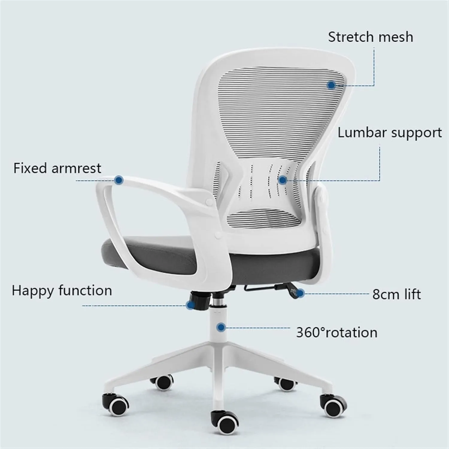 Executive Desk Chair Ergonomic Office Chair Desk Chair Breathable Mesh Back PC Chair with Lumbar Support Arms Adjustable Swivel Rolling Task Mid Back Executive Chair Office Chair (Color : C)