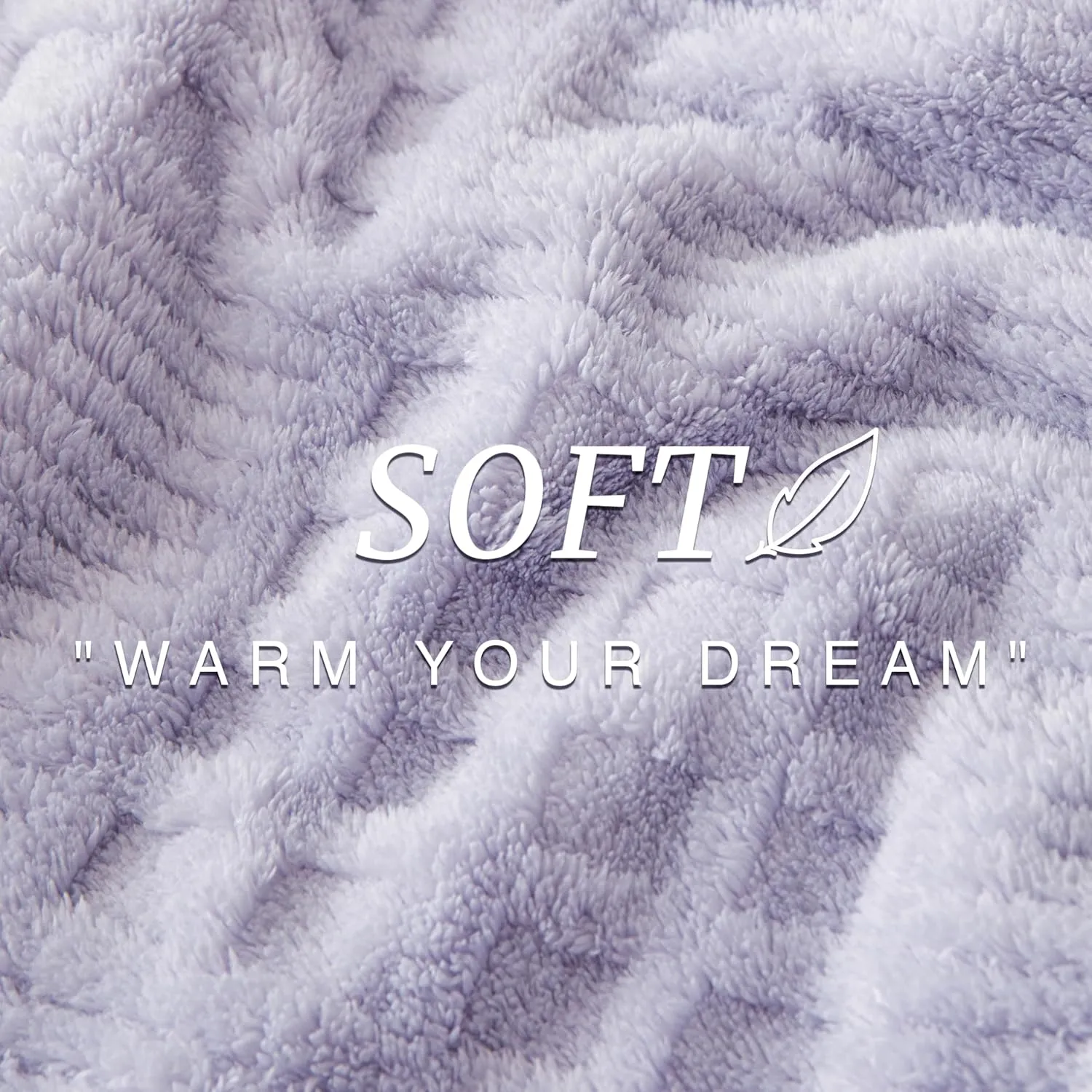 EXQ Home Fleece Throw Blanket for Couch or Bed - 3D Waffle Patchwork Pattern Jacquard Decorative Blankets - Cozy Soft Lightweight Fuzzy Flannel Blanket Suitable for All Seasons(50"×60",Light Purple)