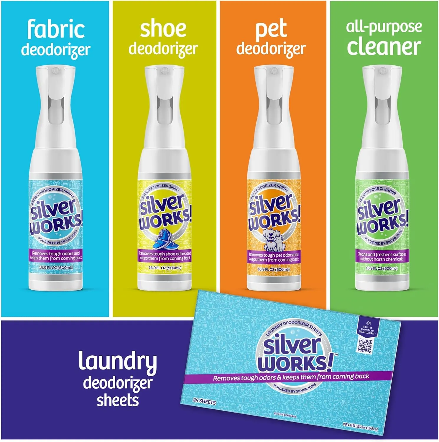 Fabric Spray Odor Eliminator For Home - Powerful, Natural Silver Ion Deodorizing Technology - Clothes, Furniture And Couch Deodorizer Odor Eliminator And Refresher Spray -16.9oz